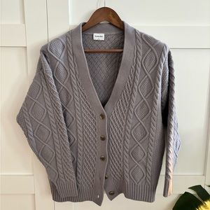 Aritzia - Sunday Best Wool Cable Knit Cardigan Lilac grey M